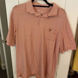 Mens peter Millar striped golf shirt with longhorn  patch